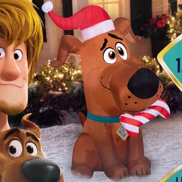 Gemmy Scooby-Doo 5' ft Airblown Inflatable Light Up Christmas Santa Hat NEW - Picture 2 of 3